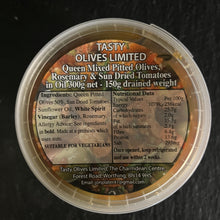 Load image into Gallery viewer, Sundried Tomato marinated Queen pitted Olives 300g
