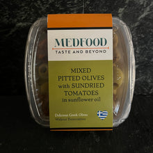 Load image into Gallery viewer, Mixed Pitted Olives with Sundried Tomatoes 280g
