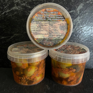 Sundried Tomato marinated Queen pitted Olives 300g