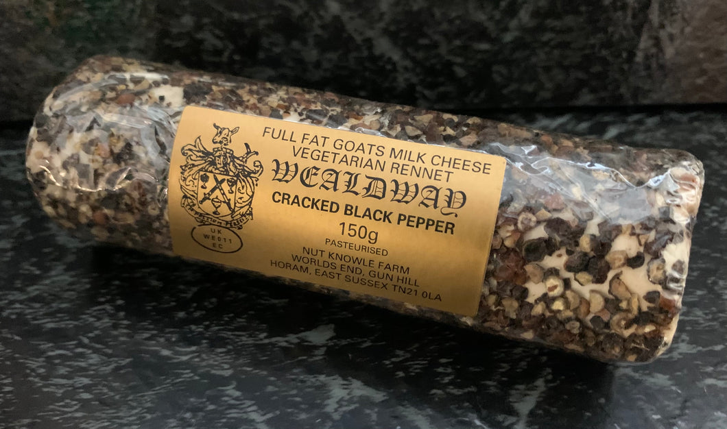 Wealdway Goats cheese coated in Cracked Black Pepper 150g