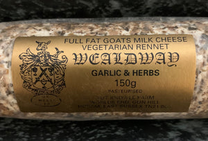 Wealdway Goats cheese coated in Garlic & Herbs 150g