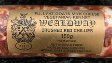 Load image into Gallery viewer, Wealdway Goats cheese coated in Crushed Red Chillies 150g
